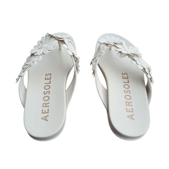 Aerosoles Farrah Womens White Daisy Floral Thong Sandals Flip Flops Size 7M NWOT - Picture 3 of 7